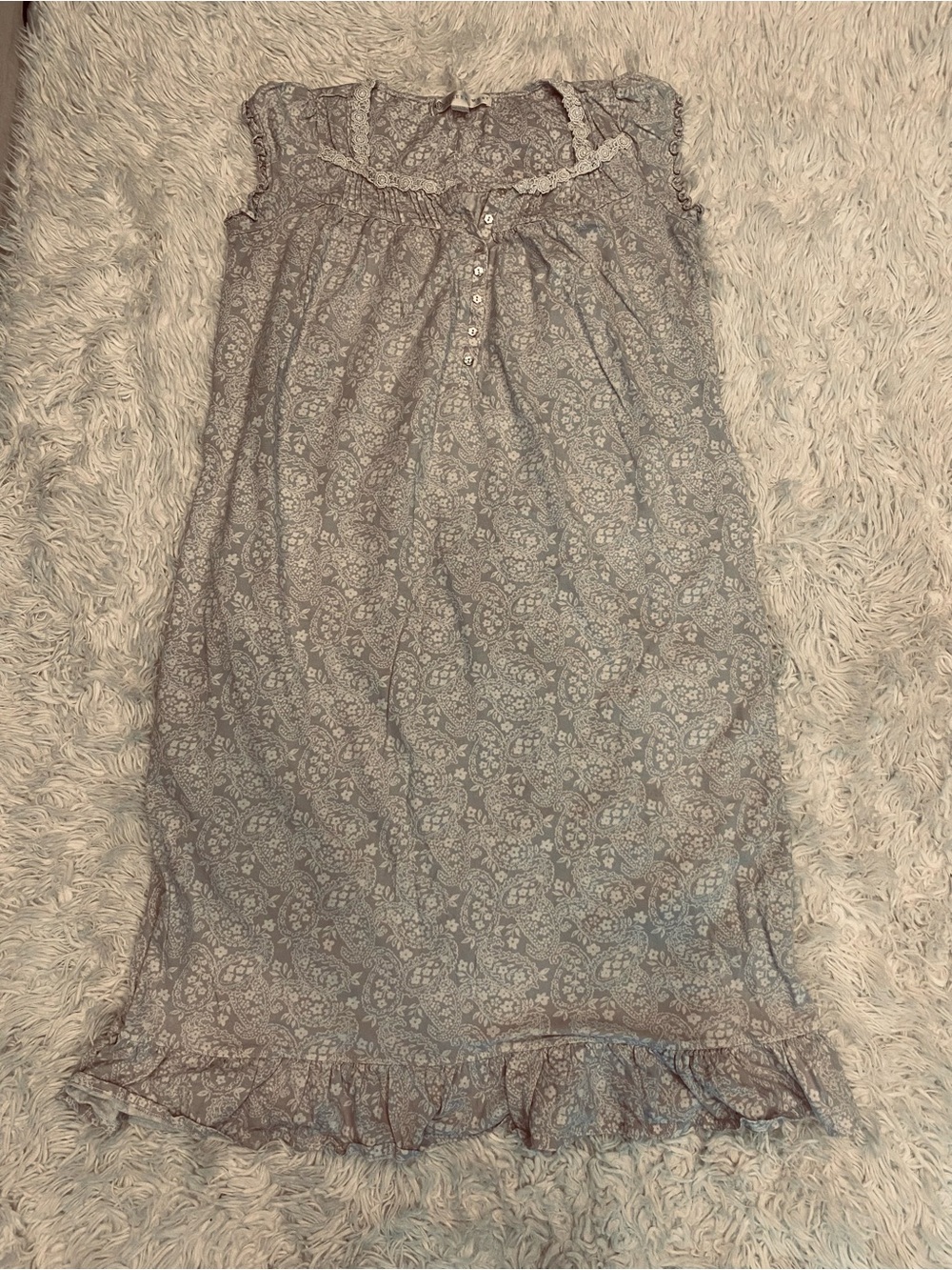 Eileen West Cotton Nightgown Romantic Cottagecore Floral Sleep Dress Small